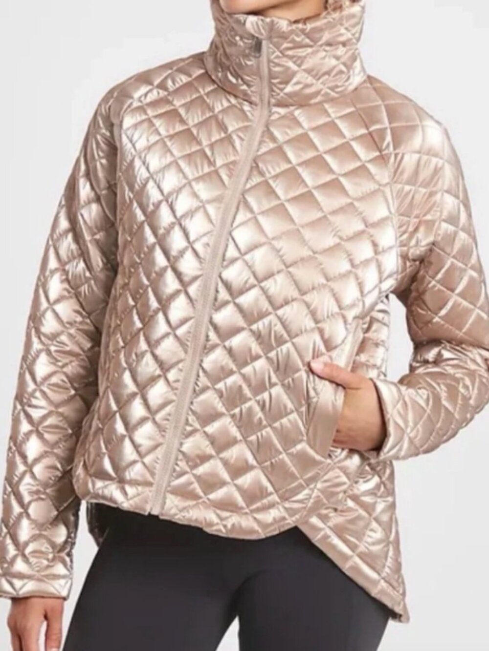 Athleta Whisper Featherless Jacket In Champagne XS